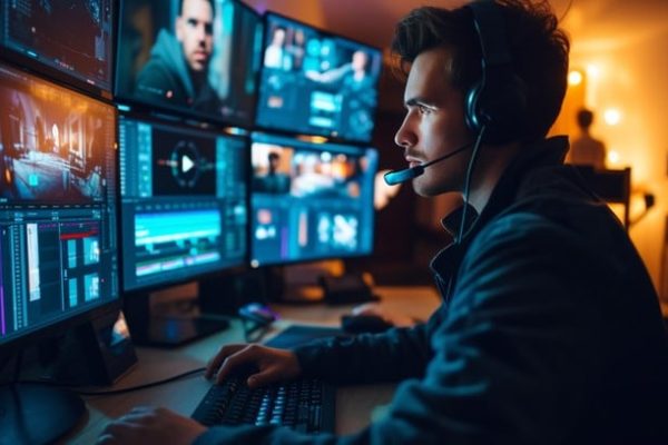 video-editor-working-stockcake